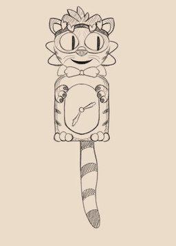 accessory bow_tie claws clock hair hair_accessory hairband male markings open_mouth paws solo striped_body striped_markings striped_tail stripes tail tail_markings whiskers wide_eyed scudmum kit-cat_klock maz_(scudmum) felid mammal pantherine tiger 2025 digital_drawing_(artwork) digital_media_(artwork) sketch