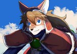 anthro clothing cloud eyewear eyewear_on_head fur goggles goggles_on_head male sky solo topwear nacht cyberconnect2 little_tail_bronx solatorobo red_savarin akita akita_inu canid canine caninu canis domestic_dog mammal spitz 2023 absurd_res hi_res