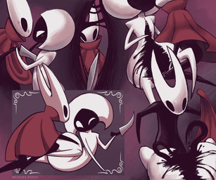 anthro black_blood black_tentacles blood blush bodily_fluids cloak clothing colored_blood duo featureless_feet featureless_hands feet female female/female gore knife mouthless multiple_poses pose stab tentacles unusual_blood unusual_bodily_fluids vivisection weapon weaselpuss hollow_knight:_silksong hollow_knight_(franchise) team_cherry hornet_(hollow_knight) lace_(hollow_knight:_silksong) arthropod insect 2025 2d_animation 6:5 animated frame_by_frame hi_res