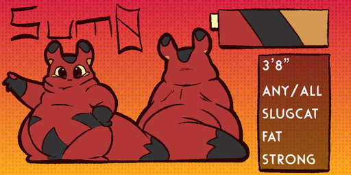 anthro belly big_belly big_eyes black_body black_nose casual_nudity color_swatch dipstick_ears dipstick_tail dotted_line ear_markings featureless_chest featureless_crotch gradient_background hand_on_hip happy height looking_at_viewer male markings moobs mouthless multicolored_body multicolored_ears neck_rolls nude obese obese_anthro obese_male overweight overweight_anthro overweight_male pronouns red_body semi-anthro simple_background solo standing tail tail_markings text thick_tail thick_thighs wide_hips yellow_body soarfloh rain_world videocult sumo_(soarfloh) slugcat 2:1 aliasing binary_drawing character_name digital_drawing_(artwork) digital_media_(artwork) english_text flat_colors model_sheet
