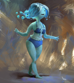 bikini blue_body blue_skin breasts cleavage clothed clothing dot_eyes female liquid_hair navel not_furry open_mouth pseudo_hair simple_eyes smile solo swimwear two-piece_swimsuit walking water mike_azevedo adventure_time cartoon_network unnamed_water_nymph_(at) elemental_creature elemental_humanoid humanoid mammal water_creature water_humanoid water_nymph digital_media_(artwork) digital_painting_(artwork) hi_res painting_(artwork)