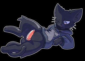 animal_genitalia animal_penis anthro balls biped black_background black_balls black_body black_ears black_fur black_tail blue_clothing blue_topwear bottomless cat_tail clothed clothing digitigrade erection feline_genitalia feline_penis fur genitals looking_down looking_down_at_genitalia looking_down_at_penis male one_eye_closed outline penis pink_penis purple_eyes semi-anthro sheath side_view simple_background solo sweater tail topwear whiskers white_outline kisopad domestic_cat felid feline felis mammal digital_drawing_(artwork) digital_media_(artwork) hi_res