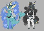 anthro big_breasts bikini bottomwear bra breasts clothing duo female footwear gesture hoodie hotpants jacket legwear o-ring_bikini_top shorts socks swimwear tail thigh_highs thigh_socks toeless_footwear toeless_socks topwear twitter_hoodie two-piece_swimsuit underwear waving solratic meme_clothing nintendo pokemon doris_(solratic) eeveelution generation_1_pokemon generation_2_pokemon pokemon_(species) umbreon vaporeon 2022 character_request digital_media_(artwork) hi_res meme