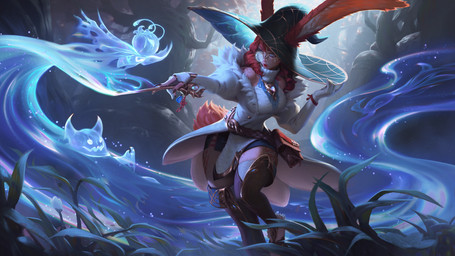 ambiguous_gender blue_eyes breasts clothing eyewear female female_focus forest glasses grass group hair hat headgear headwear holding_object holding_wand humanoid_focus magic on_one_leg plant red_hair round_glasses standing tail tree wand white_clothing wizard_hat dao_trong_le league_of_legends riot_games tencent aurora_(lol) prey_(lol) animal_humanoid humanoid lagomorph lagomorph_humanoid leporid_humanoid mammal mammal_humanoid rabbit_humanoid digital_media_(artwork) hi_res official_art
