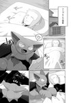 absurd_res blush clothed clothing comic dialogue doujinshi duo erection erection_under_clothing eyes_closed female feral generation_4_pokemon gliscor greyscale happy heart_symbol hi_res human ingo_(pokemon) inside japanese_text looking_at_another lying male male/female mammal monochrome nintendo on_back open_mouth open_smile pokemon pokemon_(species) sleeping smile speech_bubble subaru331 text translation_request