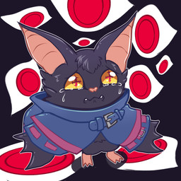 anthro black_body black_fur bodily_fluids cloak clothing crying duo fur male pupils red_eyes solo tears unusual_pupils wings yellow_eyes leafy97 bandai_namco digimon digimon_beatbreak chiropmon digimon_(species) shademon 1:1