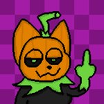 2d_artwork anthro food for_a_head fruit gesture hand_gesture looking_at_viewer male middle_finger plant pumpkin pumpkin_head seductive smug smug_face solo gemini_at_night pumkat domestic_cat felid feline felis food_creature mammal object_head 1:1 digital_media_(artwork) hi_res pixel_(artwork)