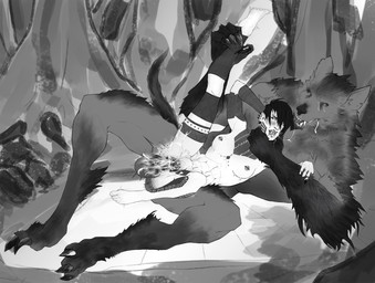 ankle_grab anthro black_hair bodily_fluids breasts cum cum_in_vagina cum_inside duo ear_piercing female genital_fluids hair leg_grab lying male male/female nipple_piercing nipples nude on_side penetration penile penile_penetration penis_in_vagina piercing raised_leg spread_legs spreading tattoo throat_grab vaginal vaginal_penetration n0rko mythology canid canine human mammal mythological_canine mythological_creature undead vampire werecanid werecanine werecreature werewolf hi_res monochrome