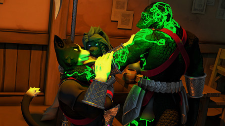 anthro armor asphyxiation athletic athletic_anthro athletic_male bar black_body black_fur black_sclera blue_body blue_eyes blue_fur blue_hair braided_hair choking claws detailed_background fantasy female fingers fur glowing glowing_markings green_body green_eyes green_scales group hair inner_ear_fluff inside knight long_tail male markings medieval multicolored_body multicolored_fur muscular muscular_anthro muscular_male open_mouth scales sharp_teeth tail tavern teeth threatening trio tuft two_tone_body two_tone_fur warrior white_body white_fur viper-desires petruz_(modeler) cat_(petruz) rasputitsa_(petruz) vernon_(viper-desires) bear domestic_cat felid feline felis mammal reptile scalie snake 16:9 2023 3d_(artwork) digital_media_(artwork) hi_res source_filmmaker_(artwork) widescreen