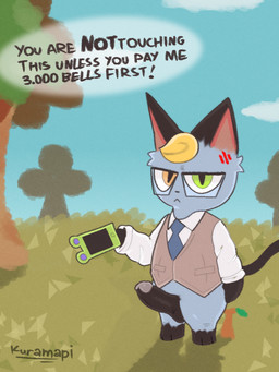annoyed anthro balls big_penis bottomless bottomless_male cellphone clothed clothing electronics erection eyewear genitals glans glasses heterochromia male nerd penis phone sky smartphone solo tail text kuramapi animal_crossing nintendo raymond_(animal_crossing) domestic_cat felid feline felis mammal 3:4 english_text hi_res