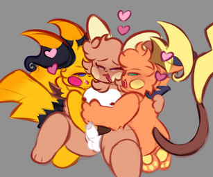 anthro cuddling erection femboy fondling genitals group heart_symbol male male/male nipples pawpads paws penis trio conditional_dnp tuvandalist nintendo pokemon pokemon_legends_z-a bolt_(tuvandalist) citron_(tuvandalist) creme_(tuvandalist) fan_character alolan_form alolan_raichu generation_7_pokemon generation_9_pokemon mega_evolution mega_raichu mega_raichu_x mega_raichu_y pokemon_(species) regional_form_(pokemon) guide_lines hi_res sketch