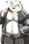 anthro belly big_belly bottomwear clothing eyewear glasses humanoid_hands kemono male overweight overweight_male pants question_mark shirt simple_background smoking solo topwear white_background white_body kisukemk777 lifewonders tokyo_afterschool_summoners leib_(tas) bear mammal polar_bear ursine 2021 hi_res