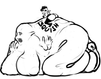 apode belly big_belly distressed duo extreme_size_difference female female/female huge_belly hyper hyper_belly legless macro micro micro_pred oral_vore predator/prey screaming serpentine size_difference smaller_pred struggling struggling_prey vore spiderrito draconcopode goblin humanoid naga monochrome