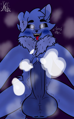 anthro balls big_balls big_penis blue_body blue_fur bodily_fluids cum cum_drip cum_on_viewer dark_room darkened_balls darkened_genitalia darkened_penis dripping erection floppy_ears fur genital_fluids genitals glowing glowing_eyes good_girl huge_balls huge_penis looking_at_viewer male neck_tuft on_top_of penis pov_penis_closeup retracted_balls sharp_teeth smiling_critter_oc solo steam teeth throbbing throbbing_balls throbbing_penis tuft thenappingvessel mob_entertainment poppy_playtime smiling_critters sammie_(viktasilvertail) canid canine canis domestic_dog german_shepherd herding_dog mammal pastoral_dog absurd_res hi_res