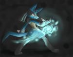 ambiguous_gender black_fur blue_fur canine fighting_stance fur glowing lucario nintendo nirakat86 pokémon red_eyes solo spikes standing tan_fur video_games
Rating: Safe
Score: 7
User: Munkelzahn
Date: October 04, 2013