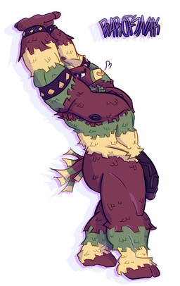 angry anthro armband bracelet facial_piercing genitals hooves humanoid_genitalia humanoid_penis jewelry luchador machine male muscular nose_piercing nose_ring penis piercing pinata ring_piercing solo spiked_armband spiked_bracelet spikes wrestler barofsnak meleeniacs roblox the_axolotl_sun diablo_(meleeniacs) animate_inanimate bovid bovine cattle living_pinata mammal robot robot_anthro 2025 digital_media_(artwork)