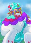 anthro anus balls big_balls butt clown clown_nose fur gaping genitals horn male multicolored_body multicolored_fur puffy_anus sky solo tail_anus gloomyyummi animal_crossing nintendo pietro_(animal_crossing) bovid caprine mammal sheep absurd_res hi_res