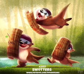 ambiguous_gender anthro armor black_eyes brown_body brown_fur eyewear fangs fur goggles grass group headgear helmet humor nude open_mouth outside plant pun shield teeth text tree visual_pun water white_body white_fur wood piper_thibodeau swat mammal mustelid otter 2018 digital_media_(artwork) digital_painting_(artwork) painting_(artwork) url