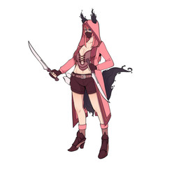 boots bottomwear clothing coat dagger dual_weapon female footwear high_heeled_boots high_heels hood_up kerchief long_coat melee_weapon shadowy_appendages shoes shorts solo topwear weapon potaroe neva_(beans) animal_humanoid canid canid_humanoid canine canine_humanoid fox_humanoid humanoid mammal mammal_humanoid 1:1 absurd_res hi_res
