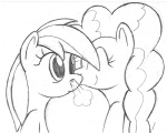 breath duo female feral hair kissing long_hair tg-0 friendship_is_magic hasbro my_little_pony pinkie_pie_(mlp) rainbow_dash_(mlp) earth_pony equid equine horse mammal pony black_and_white graphite_(artwork) line_art monochrome sketch traditional_media_(artwork)