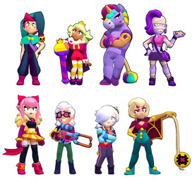 anthro armwear biped blazer blonde_hair boots bottomwear bow_(feature) bow_ribbon bracelet cape clothing crop_top crossed_arms crown dancewear dessert ear_piercing elbow_gloves electronics eyewear facial_markings fangs female food fool's_hat footwear gloves gold_(metal) gold_tooth green_hair hair handwear hat head_markings headgear headwear holding_object holding_weapon ice_cream ice_cream_cone jester jewelry jumpsuit legwear leotard male markings microphone multicolored_hair one_eye_obstructed pants piercing pink_hair pose purple_body purple_hair rainbow_hair red_hair royalty shirt shoes shoulder_bag simple_background skirt sneakers spray_can sprinkles staff stockings tail tattoo teeth thigh_highs topwear tutu unchibification unusual_anatomy unusual_tail vest weapon white_background white_hair wraps machinegirlfan227 third-party_edit brawl_stars supercell_(company) belle_(brawl_stars) berry_(brawl_stars) charlie_(brawl_stars) chester_(brawl_stars) colette_(brawl_stars) emz_(brawl_stars) mandy_(brawl_stars) melodie_(brawl_stars) equid human humanoid mammal undead zombie 3d_(artwork) absurd_res digital_media_(artwork) full-length_portrait hi_res portrait shaded soft_shading