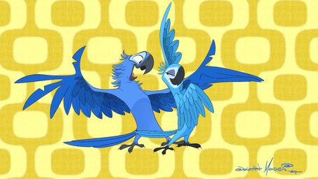 beak black_beak black_feet blue_body blue_feathers duo feathered_wings feathers feet female half-closed_eyes male narrowed_eyes open_mouth open_smile red_tongue smile tongue toony two_tone_face wings johnathan_monden 20th_century_fox blue_sky_studios rio_(series) blu_(rio) jewel_(rio) avian bird macaw neotropical_parrot parrot spix's_macaw true_parrot 16:9 2024 hi_res widescreen