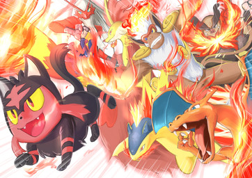 ambiguous_gender blaze_kick feral fire flaming_hair flaming_mane group inner_ear_fluff kick open_mouth pokemon_move pseudo_hair pseudo_mane simple_background smile teeth tuft white_background toppie_(artist) nintendo pokemon avian blaziken canid canine charizard delphox emboar felid generation_1_pokemon generation_2_pokemon generation_3_pokemon generation_4_pokemon generation_5_pokemon generation_6_pokemon generation_7_pokemon haplorhine infernape litten mammal monkey pokemon_(species) primate scalie suid suine sus_(pig) typhlosion wild_boar