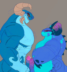 anthro big_butt blush bodily_fluids butt cum duo erection face_to_face fangs frottage genital_fluids genitals horn looking_at_another looking_down male male/male mastectomy_scar muscular muscular_male non-mammal_mastectomy_scar nude overweight overweight_anthro overweight_male penile penis penises_touching precum scar sex simple_background size_difference smile teasing teeth tips_touching vein veiny_penis isarodriguezz dragon_city mythology socialpoint high_cloaked_critical_dragon high_severed_extractor_dragon dragon mythological_creature mythological_scalie scalie hi_res