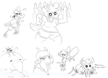 accessory ambiguous_gender anthro beak bottomwear chibi clothed clothing facial_horn female group hair headband horn hotpants jewelry long_hair male necklace running screaming shorts simple_background text toony white_background nrool cavemanon_studios goodbye_volcano_high ko_op_(game_developer) snoot_game amber_(snoot_game) erika_(gvh) noah_(gvh) trish_(gvh) arthropod ceratopsian ceratopsid chasmosaurine dinosaur insect marginocephalian ornithischian prehistoric_species pterosaur reptile scalie triceratops english_text hi_res monochrome sketch sketch_page