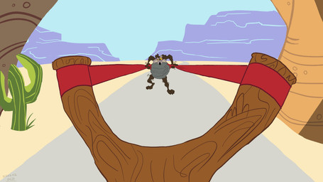 3_toes 4_fingers abstract_background anthro arm_tuft athletic athletic_anthro athletic_male belly bent_leg bent_legs biped black_eyes black_nose blue_sky bodily_fluids boulder brown_body brown_fur cactus calf_tuft canyon casual_nudity chest_tuft claws clenched_teeth desert distance ears_back exhausted eyebrows feet finger_claws fingers first_person_view foot_tuft forearm_tuft forearms front_view fur head_tuft heel_tuft humanoid_hands humanoid_heel knee_tuft leg_tuft male multicolored_body multicolored_fur muscular muscular_anthro muscular_male nude outside paws pecs pivoted_ears plant plantigrade pose raised_eyebrow raised_heel ranged_weapon road rock sand screencap_redraw scrunchy_face shaking shaking_legs shaky_legs sharp_teeth sky slingshot solo standing_on_toes stepping_back straining struggling sweat sweatdrop sweaty_arms tan_belly tan_body tan_eyebrows tan_fur teeth thick_calves thick_thighs thigh_tuft tiptoes toe_claws toes tuft two_tone_body two_tone_fur vein veiny_arms veiny_legs veiny_muscles weapon yellow_sclera stevethedragon looney_tunes warner_brothers wile_e._coyote canid canine canis coyote mammal 16:9 2022 4k absurd_res colored dated detailed digital_drawing_(artwork) digital_media_(artwork) flat_colors hi_res pinup redraw signature widescreen