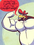 anthro beak feathers flexible flexing flexing_bicep male muscular muscular_male raised_arm solo white_body white_feathers yellow_beak jasperthecrab looney_tunes warner_brothers foghorn_leghorn avian bird chicken galliform gallus_(genus) phasianid hi_res