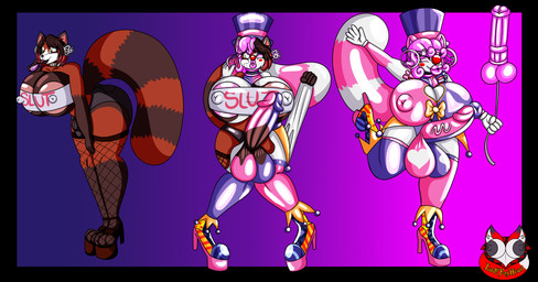 anthro areola balloon balls big_balls big_breasts big_penis bimbofication bimbofied breast_growth breasts bulge clothed clothing clown clown_costume clown_makeup clown_nose clown_shoes clown_transformation clownification clownpocalypse ear_piercing ear_ring erection fishnet_clothing footwear fur genital_growth genitals glistening gloves growth gynomorph hair handwear hat headgear headwear high_heels huge_balls huge_breasts huge_penis hyper hyper_breasts hypnosis identity_death inflatable intersex latex latex_body latex_clothing latex_gloves latex_handwear latex_legwear latex_skin latex_skinsuit latex_transformation legwear lips male mind_control nipples nude open_mouth penis penis_growth piercing platform_footwear platform_heels red_nose ring_piercing shoes simple_background skinsuit smile solo stretching tail tali_lollo thick_lips thick_thighs tight_clothing top_hat transformation ladyfoxheart ailurid living_latex mammal red_panda absurd_res hi_res busty_boy_(lore) male_(lore)