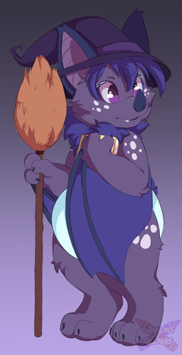 3_fingers anthro big_diaper book broom claws cleaning_tool clothed clothing diaper digitigrade female fingers freckled_face freckles fur hat headgear headwear holding_book holding_broom holding_cleaning_tool holding_object magic_user markings paws solo spot_freckles spots spotted_body spotted_face spotted_fur spotted_hips spotted_shoulders standing wearing_diaper wearing_hat winged_arms wings witch witch_hat crayonsnthings aurora_the_bat bat mammal hi_res