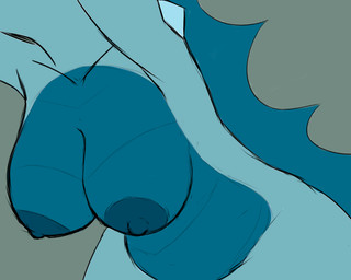 anthro blue_body blue_nipples breasts female green_background multicolored_body nipples non-mammal_nipples simple_background slightly_chubby slightly_chubby_anthro slightly_chubby_female solo slinkoboy mythology ceridwen dragon mythological_creature mythological_scalie scalie 5:4