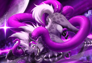 anal anal_penetration animal_genitalia bodily_fluids claws ear_penetration feet female feral front_view fur genitals hair markings penetration pseudo-penis saliva sex smile solo spots spotted_body spotted_fur tail teeth tentacle_in_ass tentacle_penetration tentacle_sex tentacles toes dark_violet dark_violet_(character) hyena mammal 2026 digital_drawing_(artwork) digital_media_(artwork) hi_res