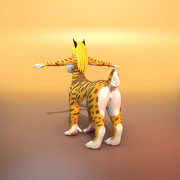 big_breasts blonde_hair breasts genitals hair herm intersex raised_tail solo tail vulva thenaitsabel shorttail chakat felid felid_taur feline feline_taur felis lynx mammal mammal_taur taur 1:1 3d_(artwork) animated blender_(artwork) digital_media_(artwork) hi_res no_sound short_playtime turntable_(animation) video