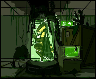 abandoned abandoned_building abandoned_project antennae_(anatomy) anthro arthropod_abdomen breasts brown_body brown_fur bubble computer cracks crate detailed_background dream electronics exit_sign female fur green_liquid inside laboratory laboratory_equipment mask medical_instrument monitor moss nipples note nude overgrown oxygen_mask partially_submerged plant pod pregnant pregnant_female rust scientific_instrument sleeping solo stasis stasis_chamber stasis_tank tail text tube underwater vines water weeds wings yellow_body yellow_fur bizr nanotrasen space_station_13 enny_dyety arthropod insect lepidopteran moth 2025 aliasing digital_media_(artwork) english_text hi_res