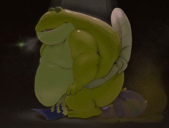 anthro belly big_belly blue_body clothed clothed_anthro clothed_male clothing duo facesitting fart fart_fetish farting_on_another farting_on_face green_body huge_belly larger_anthro larger_male male male/male male_anthro obese obese_anthro obese_male overweight overweight_anthro overweight_male sitting sitting_on_another size_difference sumo bastardpalace amphibian avian bird frog penguin hi_res