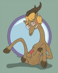 anthro anus blush brown_body brown_fur eyewear fur genitals glasses hooves horn male penis solo lavaplanet elinor_wonders_why pbs mr._antelope_(eww) antelope bovid mammal hi_res