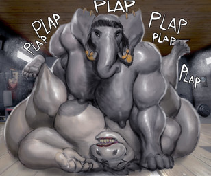 anthro big_breasts breast_squish breasts duo exercise gym gynomorph gynomorph/gynomorph hair intersex intersex/intersex mature_gynomorph mature_intersex nipples nude obese overweight piercing proboscis_(anatomy) squish trunk_(anatomy) tusks hohohonse wei-gang_(grannybase) crocodilian elephant elephantid mammal proboscidean reptile scalie hi_res