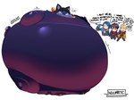 anthro belly belly_expansion belly_inflation belt blue_body blue_eyes blue_fur blueberry_inflation blush creaking expansion expansion_sound_effect female fur hiccuping hyper hyper_inflation inflation kerchief male neckerchief neckwear solo spherical_inflation text yellow_kerchief nuumatic atlus megami_tensei megami_tensei_persona persona_(series) persona_5 sega morgana_(persona) ren_amamiya ryuji_sakamoto yusuke_kitagawa domestic_cat felid feline felis human mammal 4:3 english_text hi_res