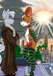 anthro arm_warmers armwear bulge city clothing duo femboy jedi leg_warmers legwear male robe thigh_highs docmoreau paw_patrol star_wars rubble_(paw_patrol) tracker_(paw_patrol) bulldog canid canine canis chihuahua domestic_dog english_bulldog mammal mastiff molosser toy_dog wolf