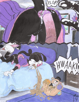 anthro bed big_penis bodily_fluids bottomless butt clothed clothing coat cum cum_in_ass cum_inside cum_on_body duo ejaculation eyes_closed first_person_view furniture genital_fluids genitals gloves grabbing_blanket handwear lamp latex latex_clothing latex_gloves latex_handwear lying male male/male messy modern_art on_front painting_(object) penis pillow plop plushie pull_out rough_sex rug sculpture sex sound_effects tailcoat teddy_bear topwear vomit rufe_squirrel animaniacs looney_tunes warner_brothers bugs_bunny yakko_warner inkblot lagomorph leporid mammal rabbit absurd_res comic hi_res traditional_media_(artwork)