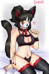 black_bra black_clothing black_footwear black_panties black_socks black_tail black_underwear bow_tie bra breasts cat_tail cleavage clothed clothing cosplay female footwear legwear medium_breasts navel not_furry panties socks solo tail thigh_highs thigh_socks underwear shado3 brawlhalla hattori_(brawlhalla) animal_humanoid humanoid mammal absurd_res hi_res