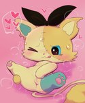 anthro anus blush bodily_fluids female fur genitals heart_symbol masturbation notched_ear one_eye_closed pink_background pussy simple_background solo spread_legs spreading starry_eyes sweat tongue tongue_out vaginal vaginal_masturbation yellow_body yellow_fur young badwingm beatcats sanrio sega sega_fave rico_(beatcats) domestic_cat felid feline felis mammal 2021 hi_res