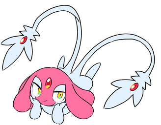 ambiguous_gender blue_body feral forehead_gem gem looking_at_viewer lying on_front pseudo_hair simple_background solo tail tail_gem yellow_eyes yakiniku628 nintendo pokemon generation_4_pokemon legendary_pokemon mesprit pokemon_(species)