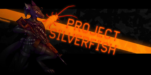 abstract_background anthro banner_image barefoot belt black_body black_border black_hair border claws clenched_teeth clothed clothing digitigrade ear_piercing ear_ring facial_markings feet female gun hair head_markings holding_gun holding_object holding_ranged_weapon holding_rifle holding_weapon markings piercing pose ranged_weapon rifle ring_piercing skinsuit solo teeth text tight_clothing weapon yellow_eyes lusciouslioness project_silverfish inheritor lizard reptile scalie 2026 dated english_text hi_res