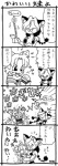 anthro duo ear_tuft eyewear female fur glasses scared text tuft ryou al_(ryou) aria_(ryou) felid mammal 4koma comic hi_res japanese_text monochrome translation_request