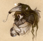 anthro claws duo female hair heart_symbol hug long_hair long_snout long_tongue male romantic romantic_couple snout tongue savannah_horrocks savi traveater anteater giant_anteater loris lorisoid mammal pilosan primate strepsirrhine xenarthran low_res