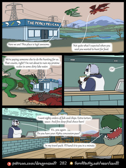 anthro apron boat chair clerk clothing dialogue female feral flying four_frame_image fur furaffinity_logo furniture group inside lake landing larger_feral looking_back male open_mouth ordering_food outside page_number patreon_logo pier pouch_(clothing) power_lines restaurant size_difference sky smaller_anthro speech_bubble table text transmission_tower trio vehicle watercraft rimentus european_mythology furaffinity mythology patreon coalt scylla_(rimentus) bear dragon furred_dragon furred_scalie giant_panda mammal mythological_creature mythological_scalie scalie western_dragon comic english_text hi_res url